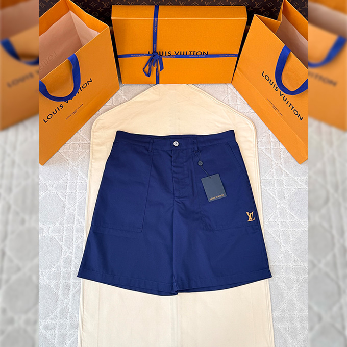 lv louis vuitton cotton twill shorts